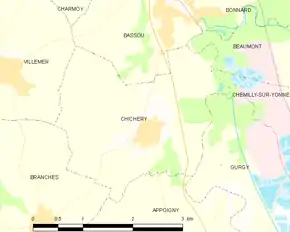 Poziția localității Chichery