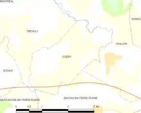 Poziția localității Cisery