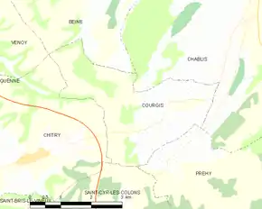 Poziția localității Courgis