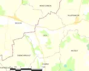 Poziția localității Dicy