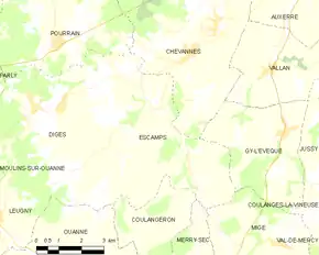 Poziția localității Escamps