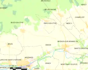 Poziția localității Esnon