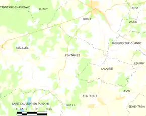Poziția localității Fontaines