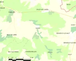 Poziția localității Gland