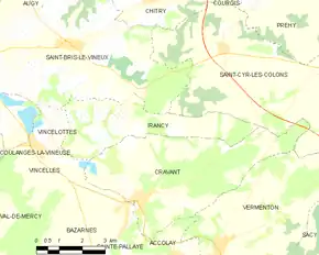 Poziția localității Irancy