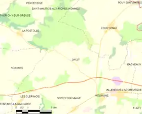 Poziția localității Lailly