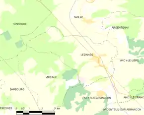 Poziția localității Lézinnes