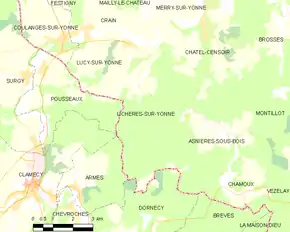 Poziția localității Lichères-sur-Yonne