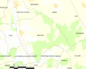 Poziția localității Maligny