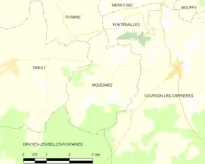 Poziția localității Molesmes