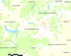 Poziția localității Moutiers-en-Puisaye