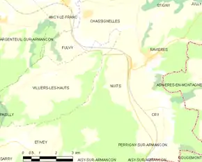 Poziția localității Nuits