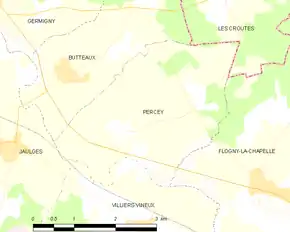 Poziția localității Percey