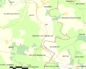 Poziția localității Perrigny-sur-Armançon