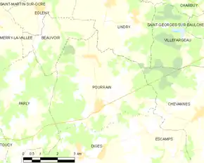 Poziția localității Pourrain