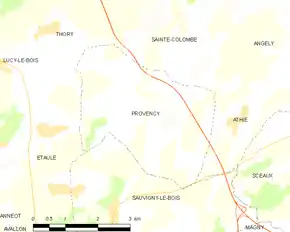 Poziția localității Provency