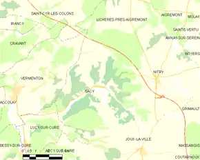 Poziția localității Sacy