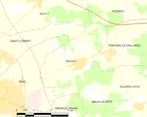 Poziția localității Saligny