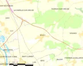 Poziția localității Soucy