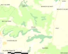 Poziția localității Stigny