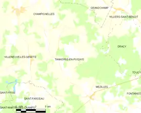 Poziția localității Tannerre-en-Puisaye