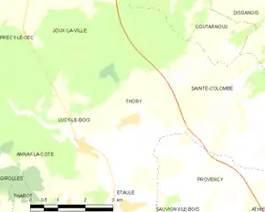 Poziția localității Thory