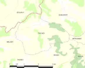 Poziția localității Trichey