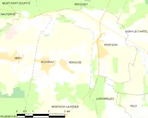 Poziția localității Venouse