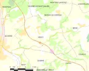 Poziția localității Venoy