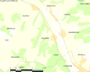 Poziția localității Vézinnes