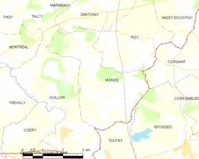 Poziția localității Vignes