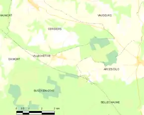 Poziția localității Villechétive