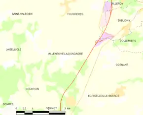 Poziția localității Villeneuve-la-Dondagre