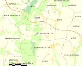 Poziția localității Villiers-sur-Tholon