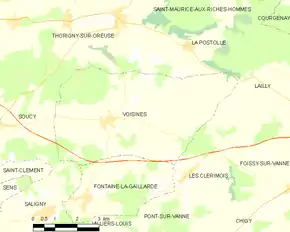 Poziția localității Voisines