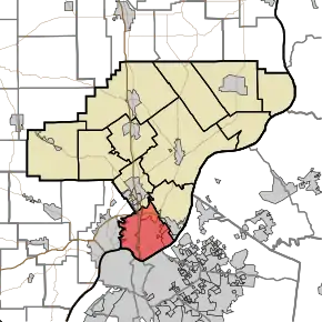 Localizarea Districtului Jeffersonville în cadrul comitatului Clark