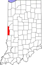 Vermillion County's location in Indiana