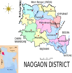 Harta diviziunilor districtului Naogaon