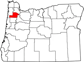 Localizare Comitatului Yamhill în statul Oregon