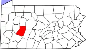 Poziția comitatului Indiana în statul &nbsp;Pennsylvania