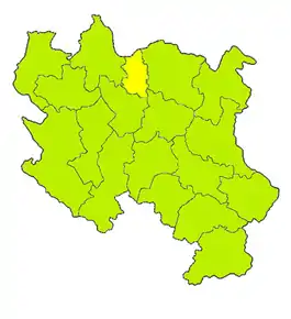 Harta guvernoratului Podunavlje  în cadrul Serbiei