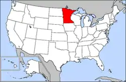 Harta Statelor Unite cu statul Minnesota indicat