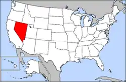 Harta Statelor Unite cu statul Nevada indicat