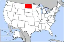Harta Statelor Unite cu statul Dakota de Nord indicat
