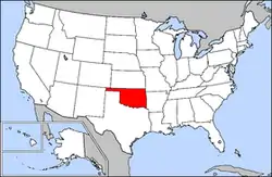 Harta Statelor Unite cu statul Oklahoma indicat