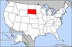 Harta Statelor Unite cu statul Dakota de Sud indicat