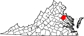 Localizare Comitatului Caroline în statul Virginia