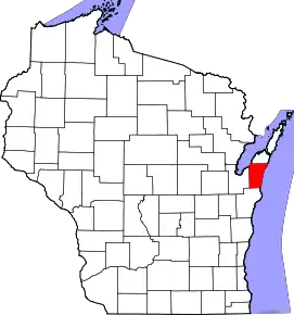 Localizare Comitatului Kewaunee în statul Wisconsin