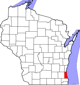 Localizare Comitatului Milwaukee în statul Wisconsin