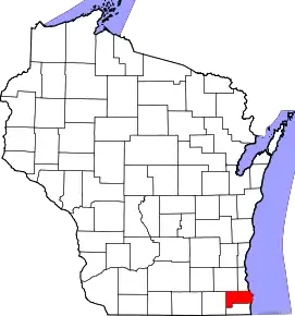 Localizare Comitatului Racine în statul Wisconsin Pierce